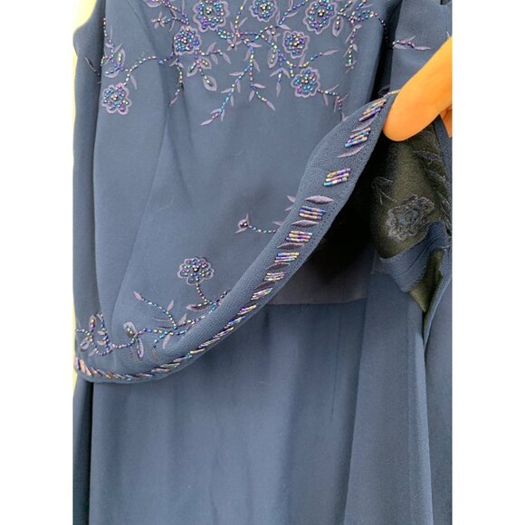 Size 10 R&M Richards 2-Piece Navy Gown & Sheer Jacket Mother of Bride NWT 8555 - Picture 10 of 13